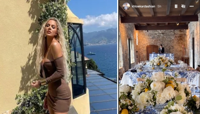 Khloe? Kardashian attends Kourtney and Travis' luxury pre-wedding lunch in Italy