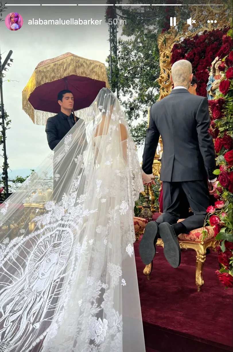 Kourtney Kardashian wears traditional bridal attire to marry Travis Barker in Italy: Photos