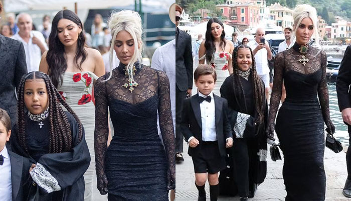 Kim Kardashian turns into gothic beauty for Kourtney-Travis Italian wedding