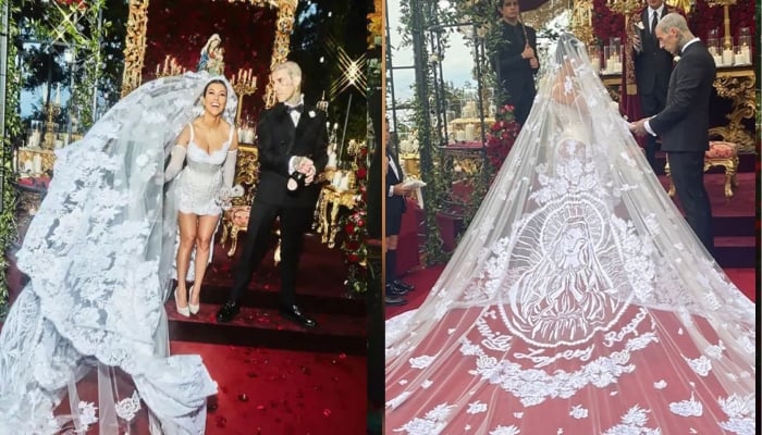 Kourtney Kardashian pays heartfelt tribute to Travis Barker with stunning wedding veil