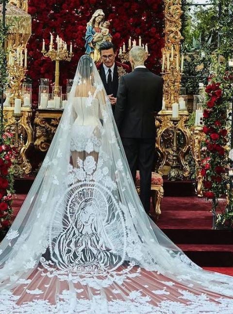 Kourtney Kardashian Annoys Catholic Fans With Virgin Mary Wedding Veil