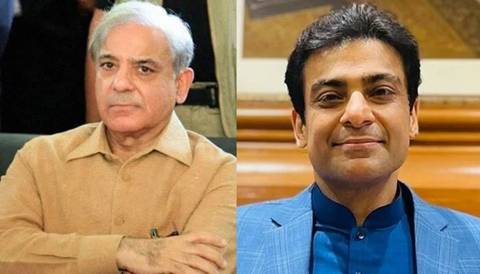 Prime Minister Shehbaz Sharif (L) and Chief Minister of Punjab Hamza Shahbaz. — AFP/Twitter/File