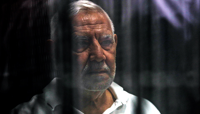 Former Egyptian presidential candidate and ex-Muslim Brotherhood member Abdelmoneim Aboul Fotouh attends his sentencing during a trial session at the Tora courthouse complex in southeastern Cairo on May 29, 2022. — AFP