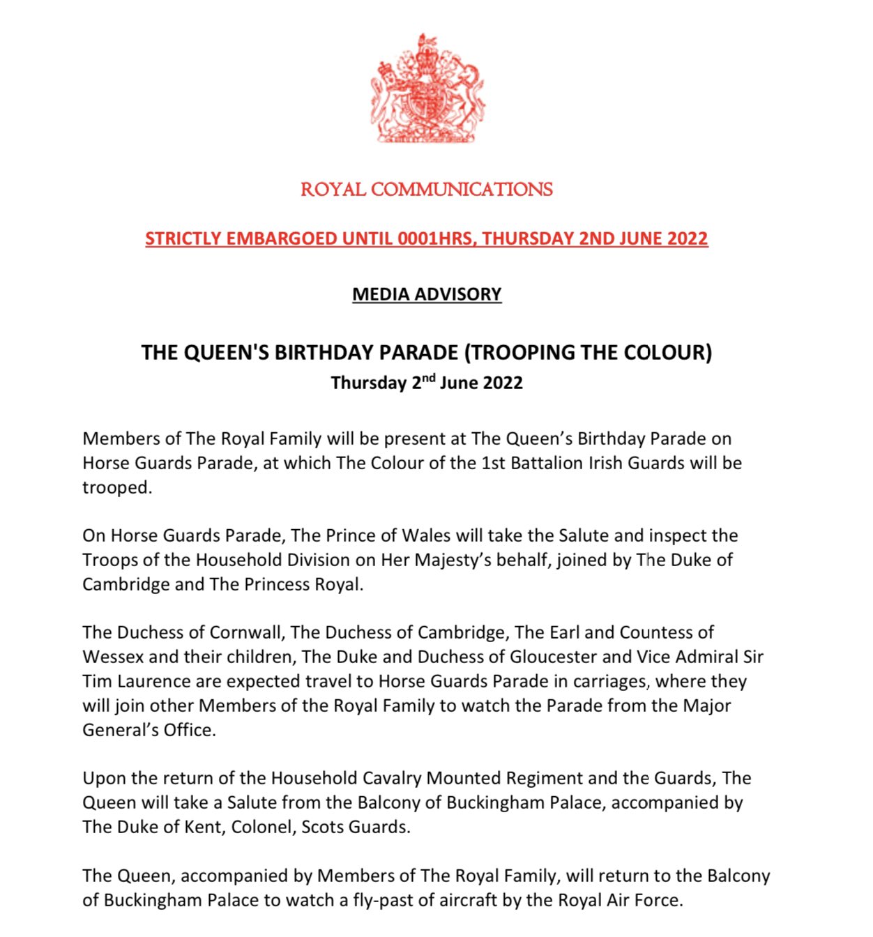 Why Meghan and Harry not listed in Buckingham Palaces note ahead of Trooping the Colour?