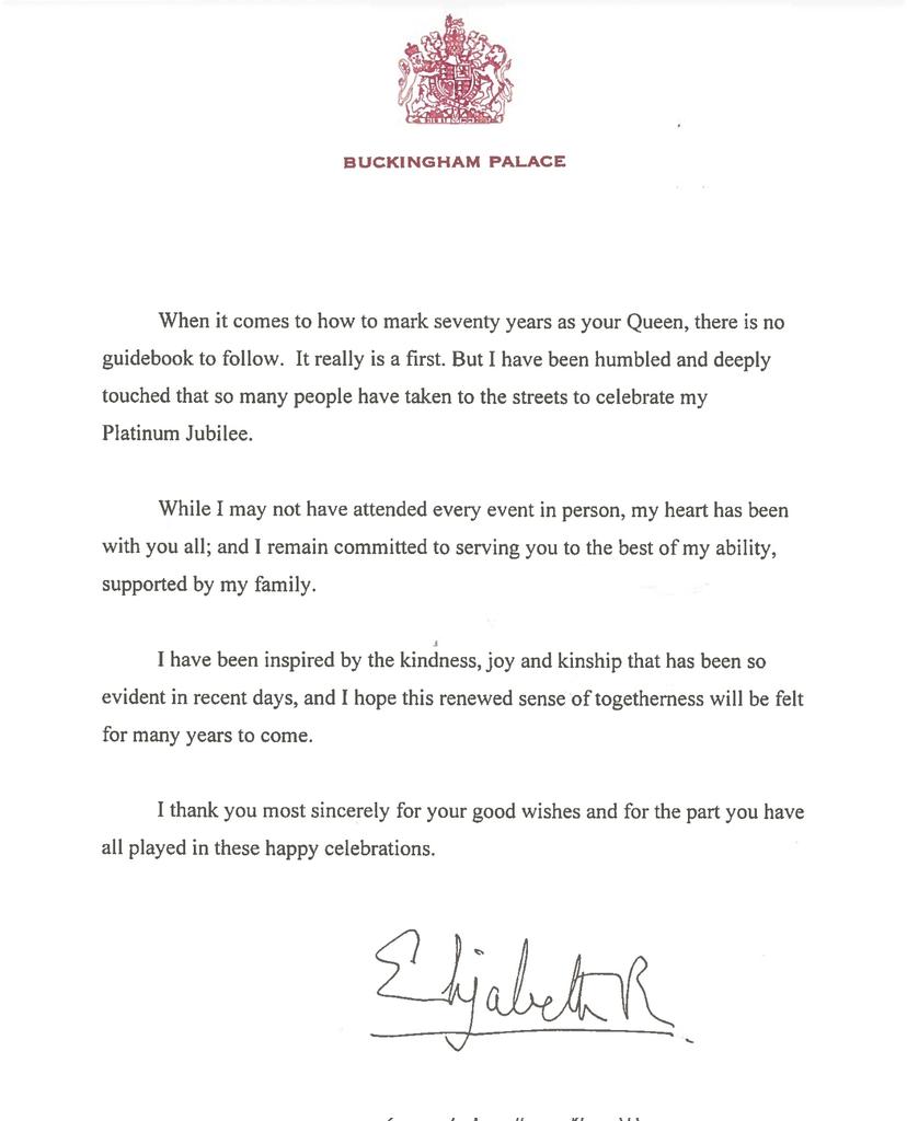 As jubilee celebrations comes to an end, Queen releases message of thanks