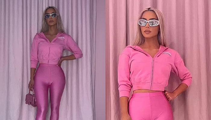 Kim Kardashian models a head-to-toe pink outfit in Pics by North