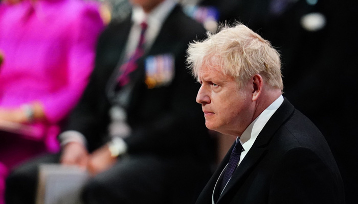 Britains Prime Minister Boris Johnson attends the National Service of Thanksgiving for The Queens reign at Saint Pauls Cathedral in London on June 3, 2022 as part of Queen Elizabeth IIs platinum jubilee celebrations. -AFP