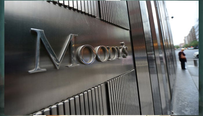 A sign for Moodys rating agency stands in front of the company headquarters in New York. Photo: AFP/file