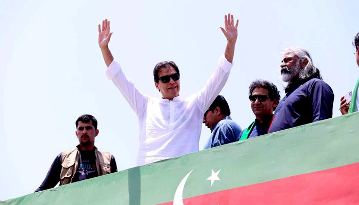 PTI Chairman Imran Khan leading Azadi March towards Islamabad. -Photo PTI Instagram