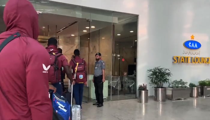 West Indies team leaves after playing the ODI series in Multan. Screengrab