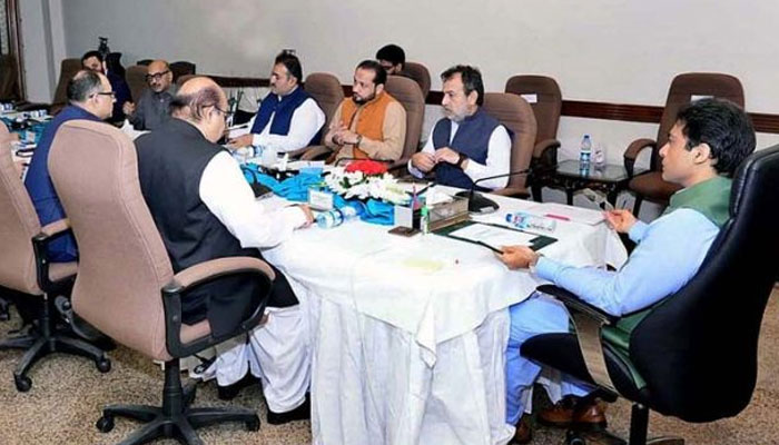 Punjab Chief Minister Hamza Shahbaz is presiding over a meeting to review the budget for the new financial year and outline of the development program on May 23. Photo: APP