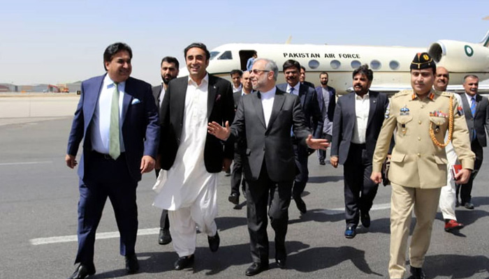 Foreign Minister Bilawal Bhutto lands in Tehran. Picture Radio Pakistan