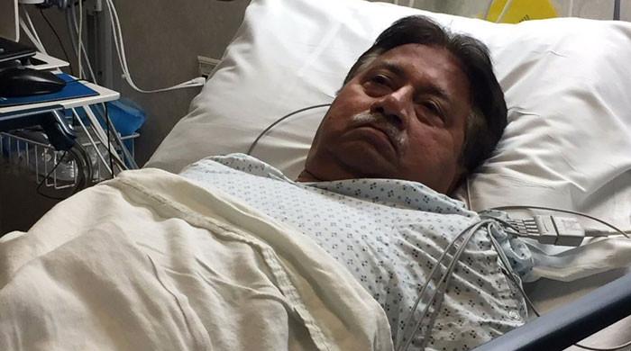 Former army chief Pervez Musharraf lies on a hospital bed in this undated photo. — Twitter/File