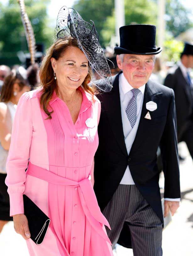 Kate Middletons mum Carole steals show at Royal Ascot as she appears with husband Michael