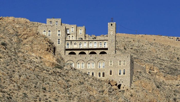 Deir Mar Moussa Al-Habashi (St Moses the Ethiopian) is a seventh century monastery perched atop a barren, rocky hill 100 kilometres north of the Syria capital Damascus near the desert in the Nabk area. Photo: AFP