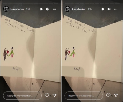 Travis Barker gets adorable handwritten Fathers Day cards from Kourtney Kardashian’s kids