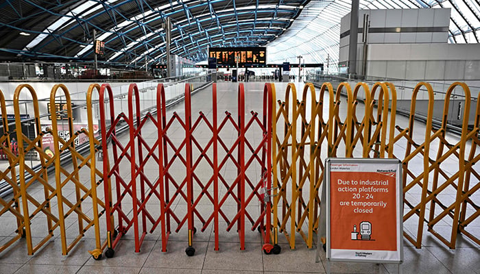The Waterloo Station remains closed in London on June 21, 2022 as the biggest rail strike in over 30 years hits the UK. Rush-hour commuters in the UK faced chaos as railway workers began the network´s biggest strike action in more than three decades, with a cost-of-living crisis threatening wider industrial action. — AFP