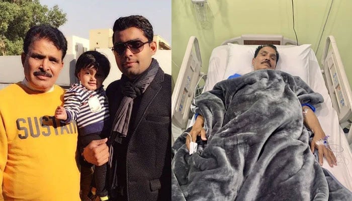 Umar Akmals father (R) is hospitalised as his health condition deteriorated on Monday. Photo: Twitter/@Umar96Akmal