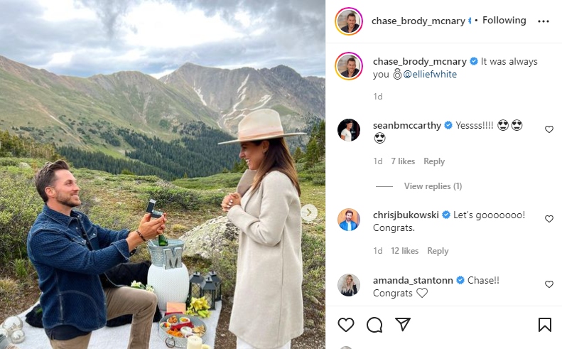 Chase McNary gets down on his knees to propose longtime girlfriend Ellie White: pic