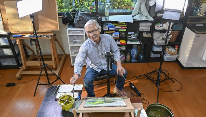 Harumichi Shibasaki has 1.4 million subscribers following his Youtube art tutorials, which he films from his home in the Japanese countryside. Photo: AFP