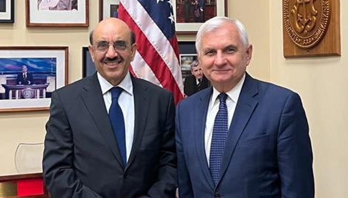 Ambassador Masood Khan meets Senator Jack Reed, chairman of the powerful US Senate Armed Services Committee.