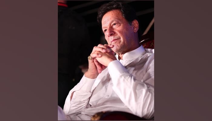 PTI Chairman Imran Khan waiting to address a jalsa. — Instagram/imrankhan.pti