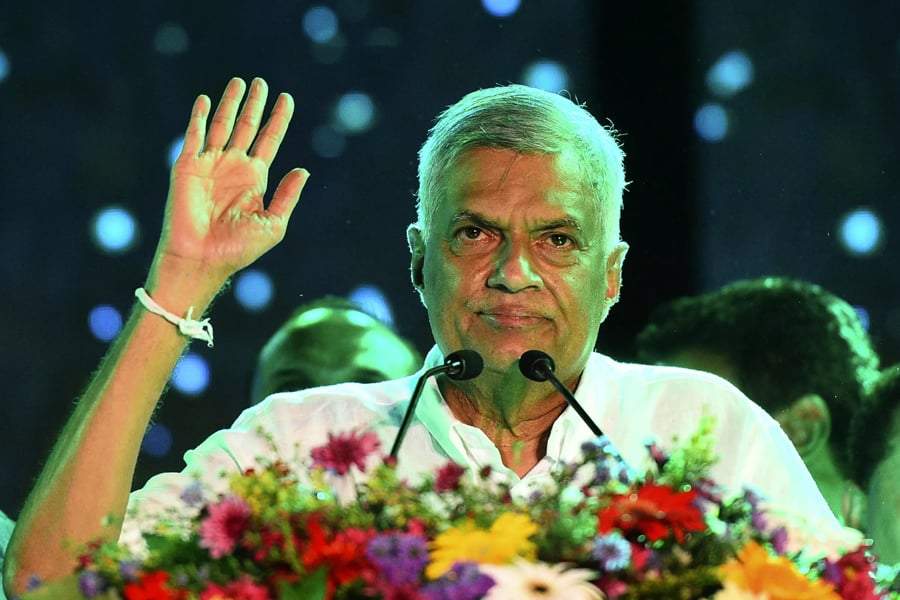 Ranil Wickremesinghe, seen here in 2020, is likely to crack down on demonstrators if he wins the presidency and they protest against him, analysts have said — Ishara S. Kodikara/AFP