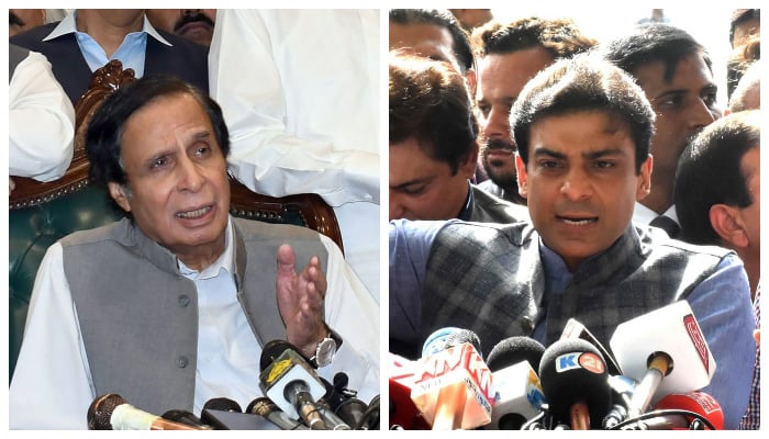 Punjab Chief Minister Pervez Elahi (L) and PML-N leader Hamza Shahbaz. — PPI/Online/File