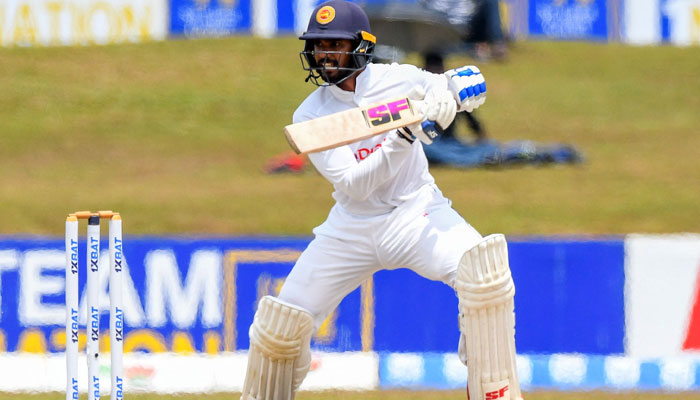 Sri Lanka´s Dhananjaya de Silva plays a shot during the fourth day of the second cricket Test match between Sri Lanka and Pakistan at the Galle International Cricket Stadium in Galle. Photo: AFP