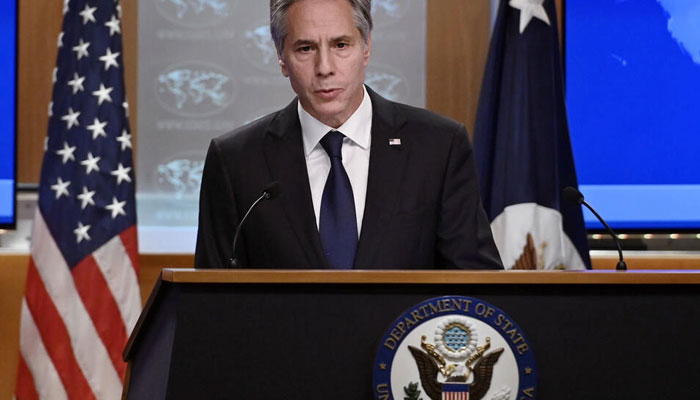 US Secretary of State Antony Blinken speaks during a press conference at the State Department. Photo: AFP