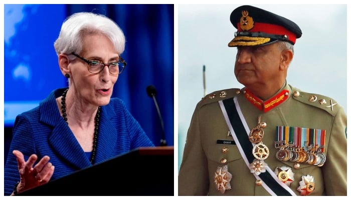 US Deputy Secretary of State Wendy Sherman (L) and  Chief of Army Staff General Qamar Javed Bajwa (R). -File photos