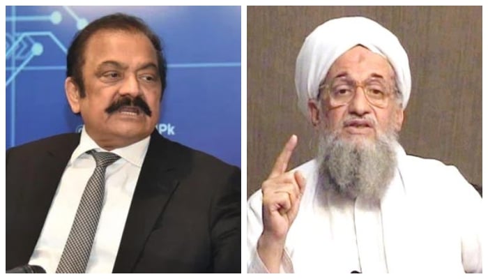 Federal Interior Minister Rana Sanaullah (L) and Al Qaeda leader Ayman al-Zawahiri. — PID/AFP/File