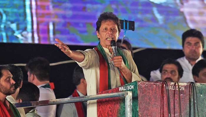 Pakistan Tehreek-e-Insaf Chairman Imran Khan speaks at a rally in Islamabad. Photo: AFP/File