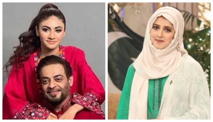 Aamir Liaquat with his third wife Dania Shah (L) and Bushra Iqbal. — Screengrab/Twitter/File