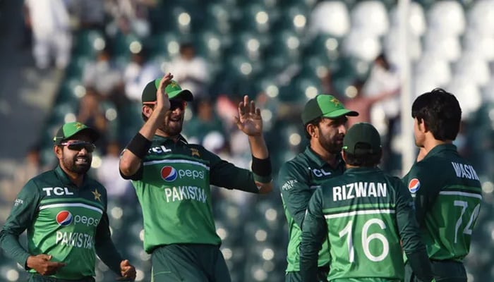 Pakistan players celebrate during a match in this file photo.