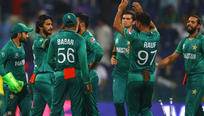 Players of the Pakistan cricket team celebrate during a match. — PCB/File