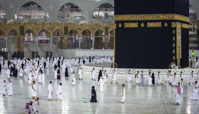 A handout image by the Saudi Ministry of Hajj and Umrah shows pilgrims circumambulating the Kaaba in Masjid al-Ḥaram in Makkah. — AFP/File