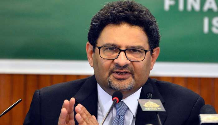 Finance Minister Miftah Ismail addresses a press conference. Photo: AFP/file