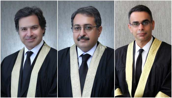 (L-R) Justice Miangul Hassan Aurangzeb, Justice Aamer Farooq and Justice Babar Sattar, — Photo courtesy IHC website
