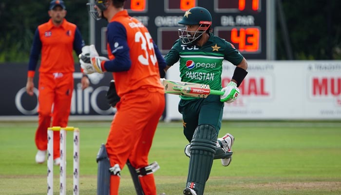 Mohammad Rizwan runs to score against the Netherlands in the second one-day international (ODI) in Rotterdam on August 16, 2022. — Twitter/TheRealPCB
