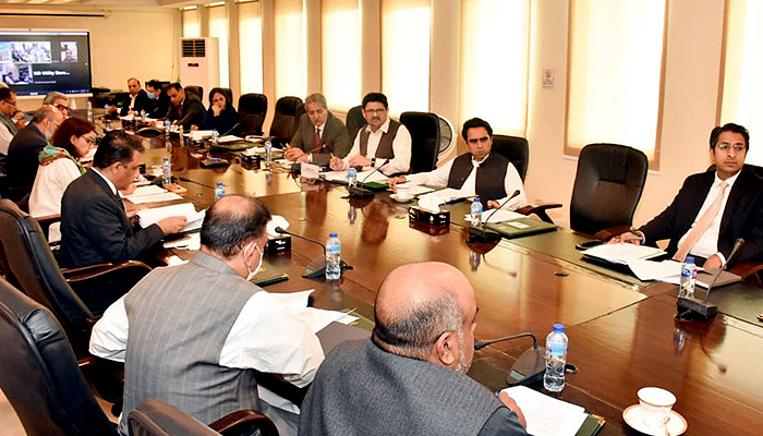 Finance Minister Miftah Ismail chairs a meeting of the Economic Coordination Committee (ECC) on August 19, 2022. -Radio Pakistan