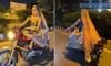 WATCH: Bride rides motorcycle to reach wedding