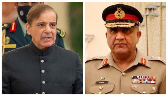 Prime Minister Shahbaz Sharif (L) and Chief of Army Staff (COAS) General Qamar Javed Bajwa. — AFP/File