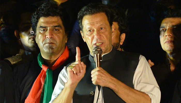 Former prime minister Imran Khan speaks to supporters in Islamabad in this file photo. -AFP