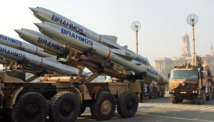Brahmos missiles are seen during the rehearsal parade for Indias Republic Day in New Delhi on January 20, 2007. — AFP