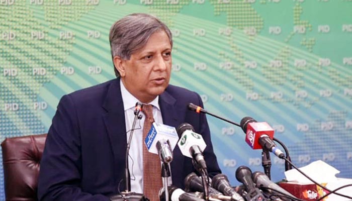 Minister for Law and Justice Azam Nazir Tarar addresses a press conference. — Radio Pakistan