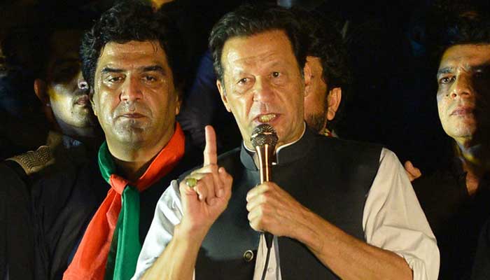 PTI chairman Imran Khan speaks during an anti-government protest rally in Islamabad on August 20, 2022. Photo: AFP/File