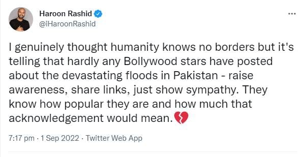 BBC Asian Journalist speaks up on Bollywood’s indifference over ‘devastating floods’ in Pakistan