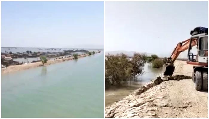 View of embankments being made at Manchar lake. — Screengrab/File