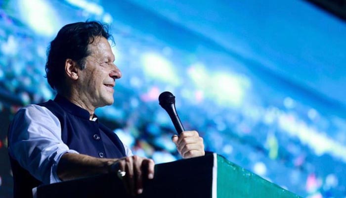 PTI Chairman Imran Khan speaks during party rally in Chishtian. — Instagram/@imrankhan.pti